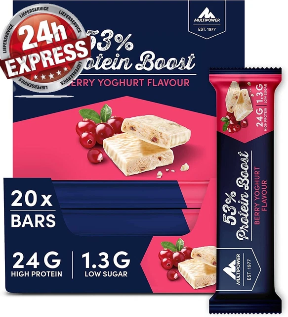 Barra de proteína Multipower 53% 20x 45g - yogur baya - MHD 06.2023