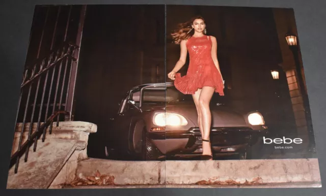 2014 Print Ad Sexy Heels Long Legs Fashion Lady Brunette Red Dress Bebe City art