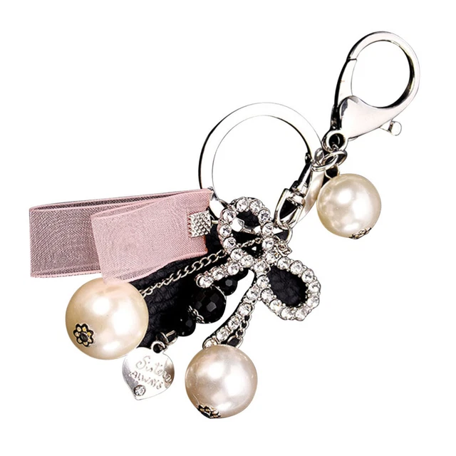 Borsa perla Cristallo Decorativo Premium Fiocco Portachiavi Ragazze Donna