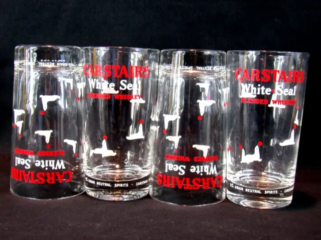 Carstairs White Seal Blended Whiskey Highball Glasses -Set Of 4
