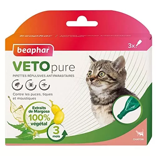 BEAPHAR – VETOPURE – Pipettes répulsives antiparasitaires pour chaton – Extra...