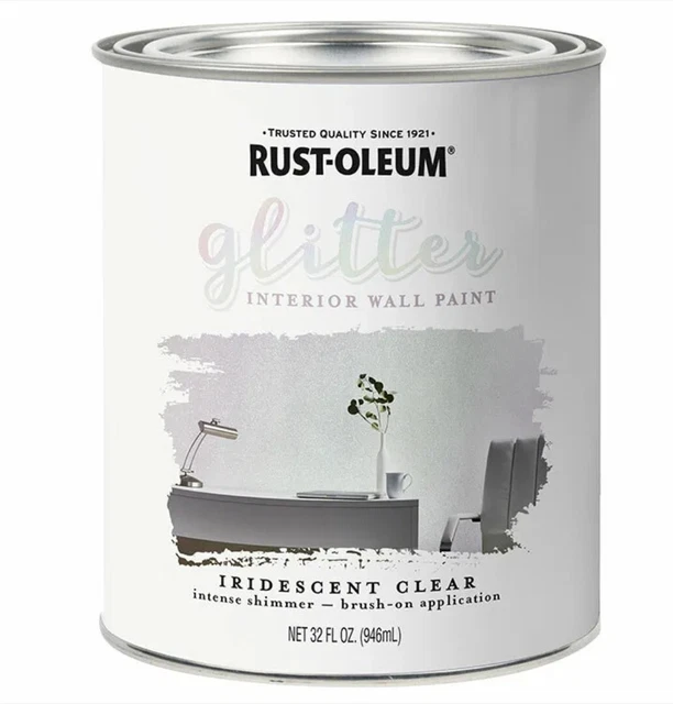 Rust-Oleum 323860 Glitter Interior Wall Paint Iridescent Clear 32oz 1 Quart NEW