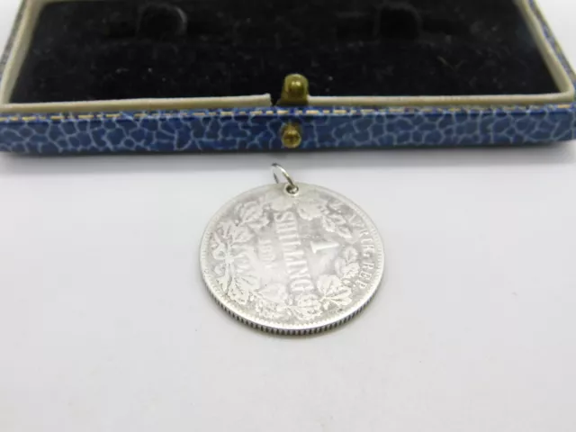 Sterling Silver South African Boer War-era 1 Shilling Charm Pendant 1894