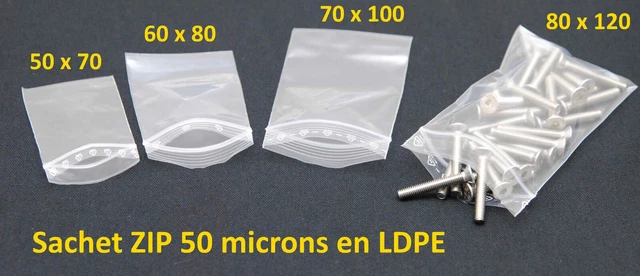 lot de 100 petite Sachet plastique fermeture ZIP Transparent