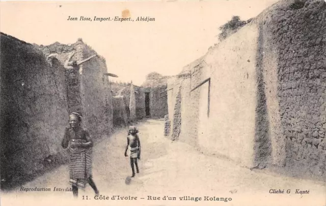 Cpa Cote D´ivoire Rue D'un Village Kolango