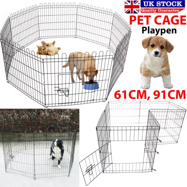 Dog Pet Pen 8 Panel Metal Puppy Playpen Run Cage Fence Enclosure Indoor Outdoor