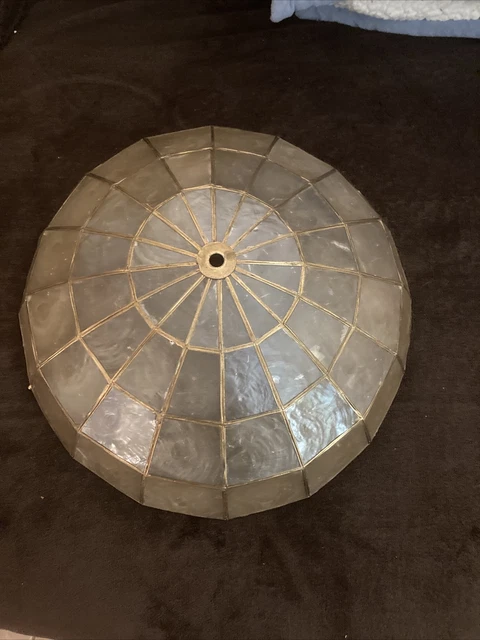 Vintage Capiz Shell Ceiling Shade 15 Inch Diameter