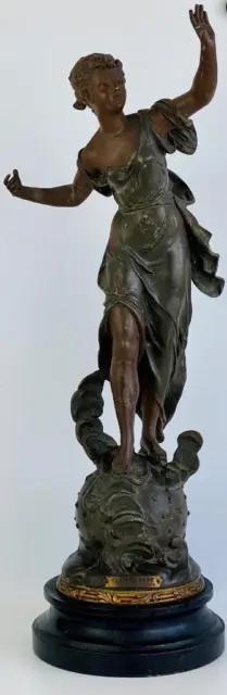 French Antique by Emile Bruchon c1806~95 Bronze Spelter Figurine Claire De Lune 2