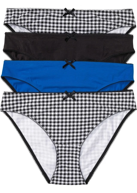 Confezione da 4 slip con cotone biologico taglia 40/42 nero blu azzurro biancheria intima da donna nuova