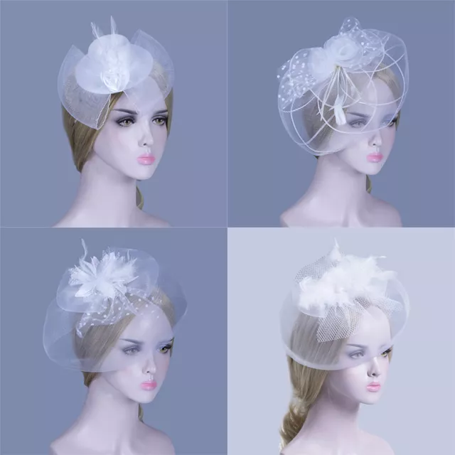 Lady Top Net Mesh Birdcage Veil Feather Hairpin Hat Hair Clip for Wedding Party 2