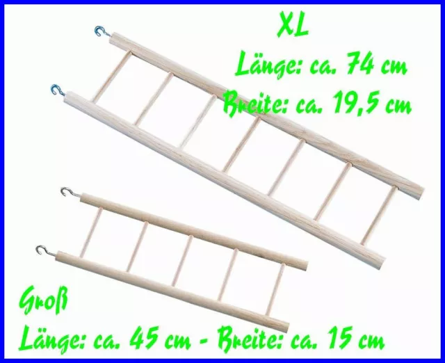 Leiter für Vogelkäfig - für Sittiche und Exoten - groß=45 cm oder XL = 75 cm