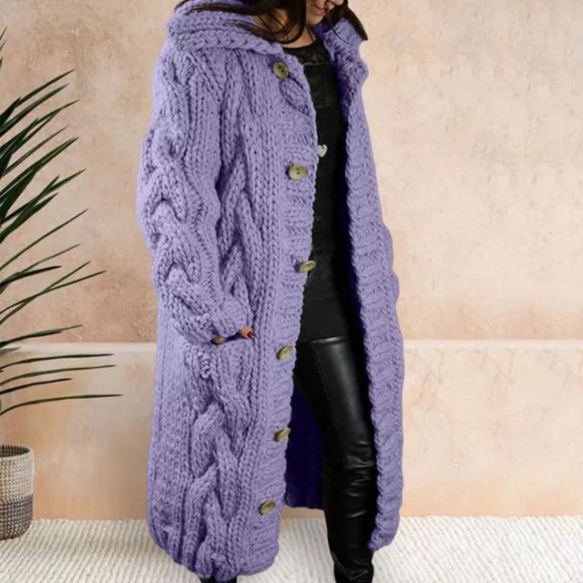 Sweater Coat Long Sleeves Coldproof Autumn Winter Women Long Knitted Cardigan