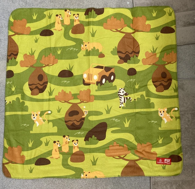 Emirates Fly With Me Animals Blanket Kids Children's Baby Lightweight Green EUC
