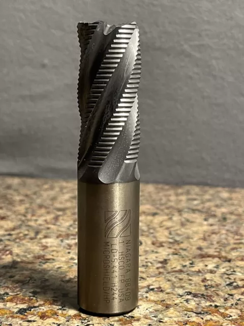 End Mill Rougher 1” In, Niagara, Coated Roughing End Mill, 5 Flute, TICN, Cobalt