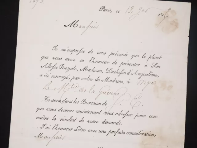 [Marie-Thérèse de France] - Beaugeard - Manuscrit [Autographe]