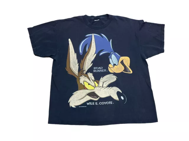 VINTAGE WILE E Coyote Road Runner Looney Tunes Big Print T shirt 1993 ...