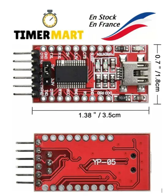 FT 232 FTDI Adaptateur Convertisseur FT232RL USB à TTL Serial 3,3V&5V TimerMart