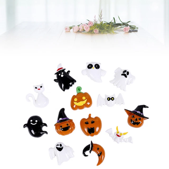 10 piezas Accesorios en forma de calabaza hágalo usted mismo Skeleton Ghost Shaped Resin Accesorios