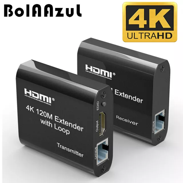 4K HDMI Extender 120M over CAT5e/6 RJ45 1080P 60M HDMI to Ethernet Extender EDID