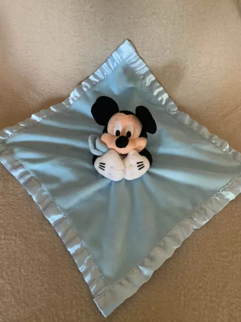 Disney Store Blue Mickey Mouse comforter blankie blanket with satin feel edge