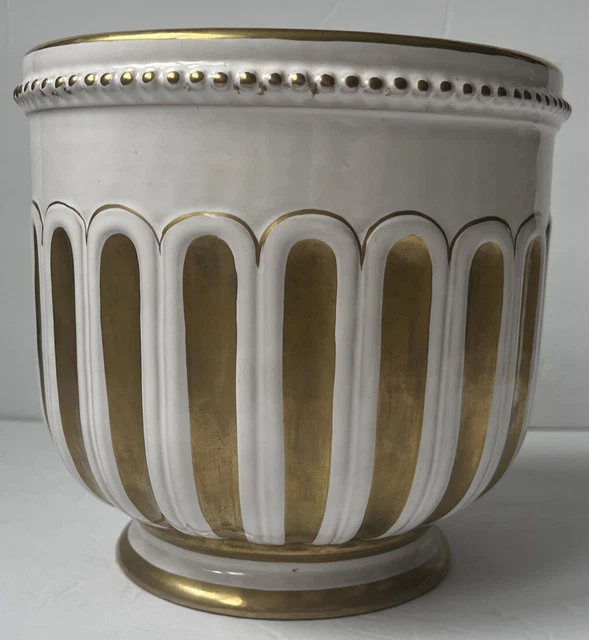 1940’s ITALIAN White Porcelain With Gold Detailing UGO ZACCAGNINI Cachepot