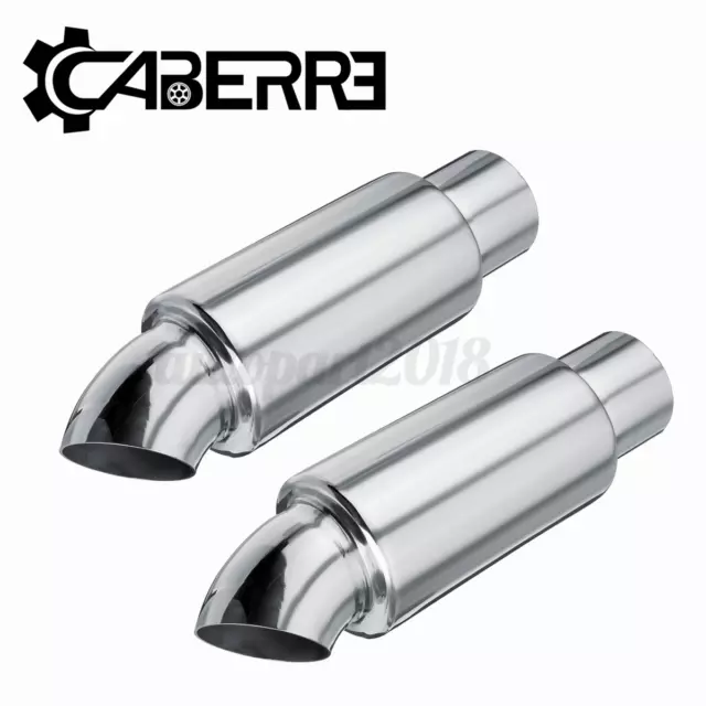 2Pc 2.5'' Inlet/Outlet Car Muffler Exhaust Pipe Tip Sound Resonator Stainless AU