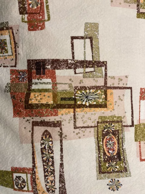 Vintage Barkcloth Fabric 7 Yards Abstract Atomic  Mcm Design