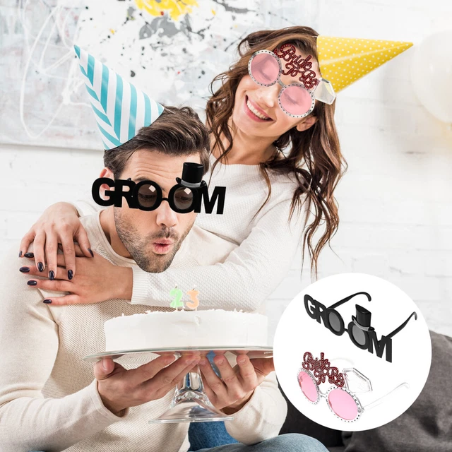 2 piezas Creativas Novio y Novia Gafas Disfraz Gafas para Bachelor Party