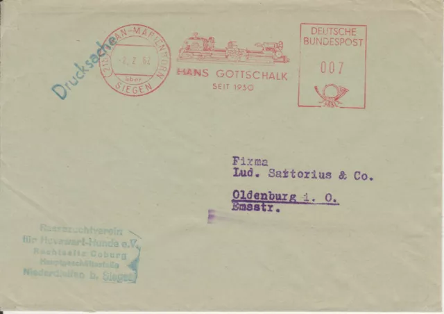 Firmenbrief mit Freistempel / AFS Kaan-Marienborn ü. Siegen, H. Gottschalk, 1962