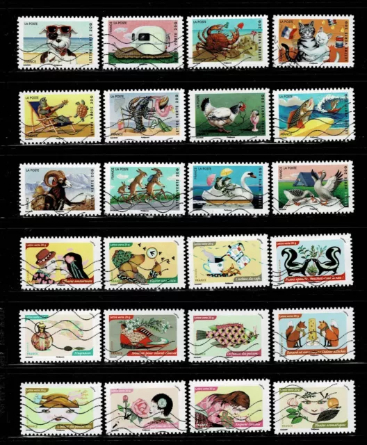 timbres France:  autoadhésifs oblitérés, année 2014, 2 séries complètes