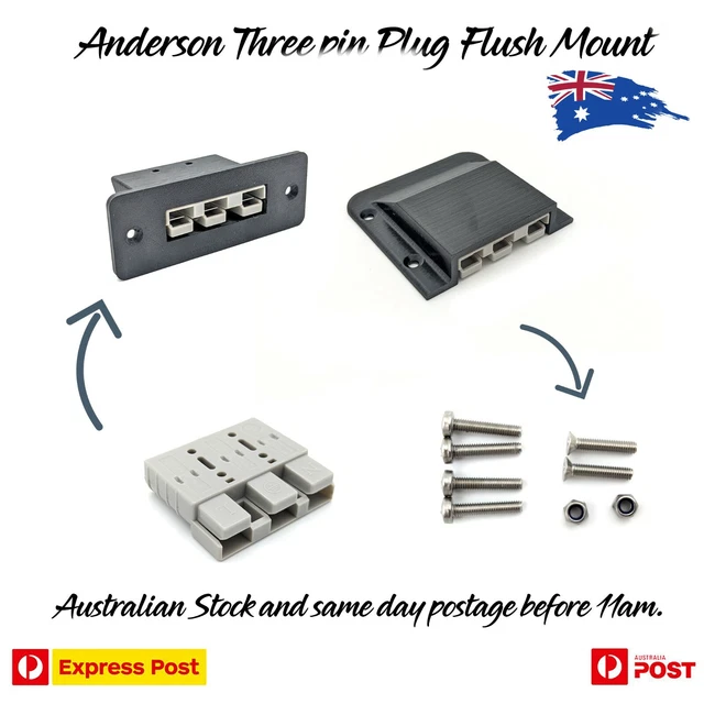 3PIN 50AMP ANDERSON plug flush mount holder with plug Dual Battery 3 ...