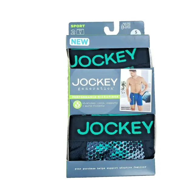 Jockey Generation Boxer Briefs Mens Small Green 2pk Sport Performance Microfiber