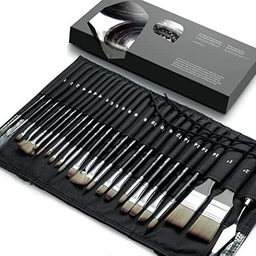 ARTIFY 24 Pezzi Set di Pennelli per Pittura, Serie Expert, Set di Pennelli Sinte
