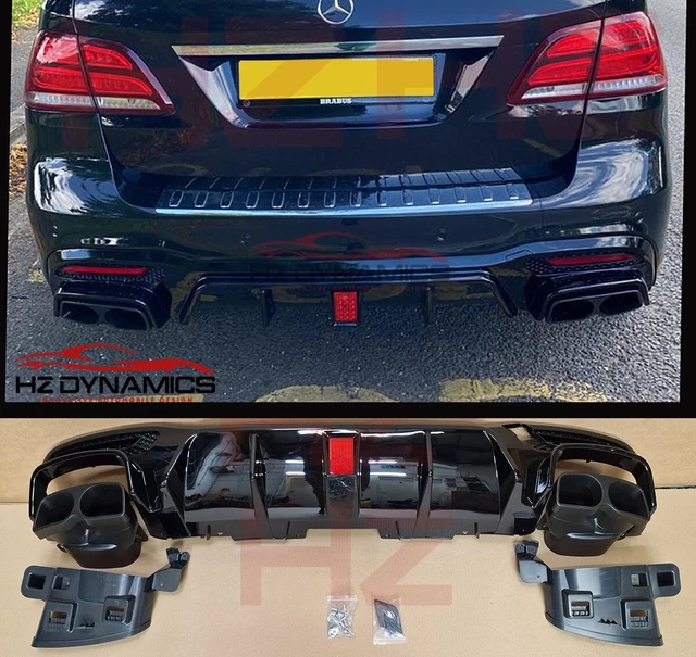 REAR DIFFUSER GLOSS Black + Led For 2016 2018 Mercedes Gle Gls W166 ...
