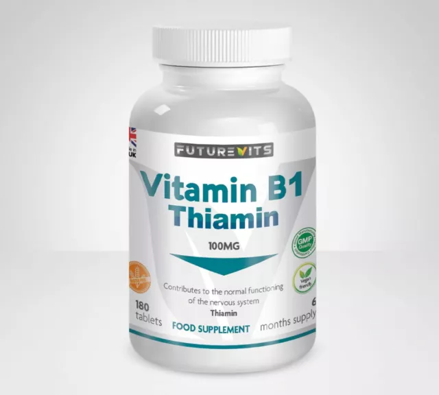 Vitamin B1 Thiamine 180 Tablets Bottle 100% Pure B1 Futurevits Made In UK