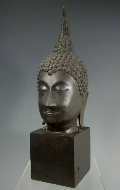 Thai Thailand Sukhothai bronze Head of the Buddha 12" High ca. 19-20th century