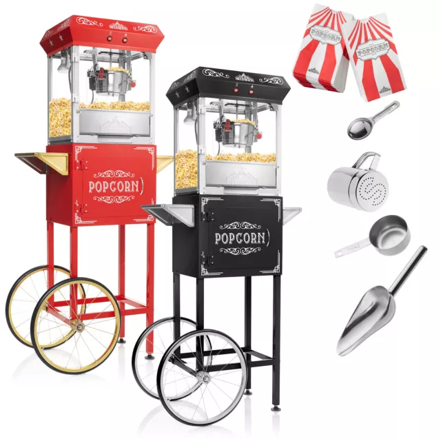 Vintage Style Popcorn Machine Maker Popper with Cart and 4-Ounce Kettle