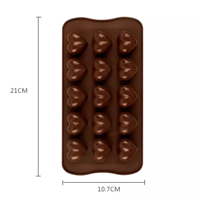 3 X Molde de silicona para chocolate con hoyuelos en forma de corazón, bandeja 3