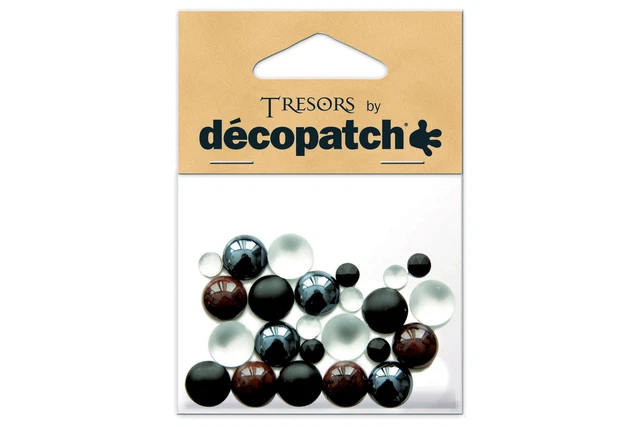 Juego de 24 accesorios de bóvedas redondas Decopatch BSJ112 (negro/blanco)