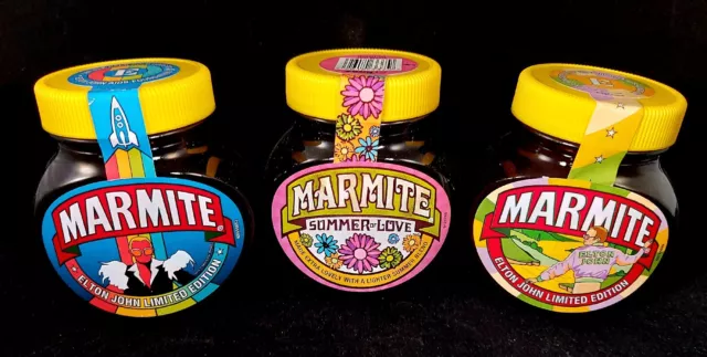 3 Jars of Marmite - 1st +2nd Edition Elton John + 2014 Summer of Love