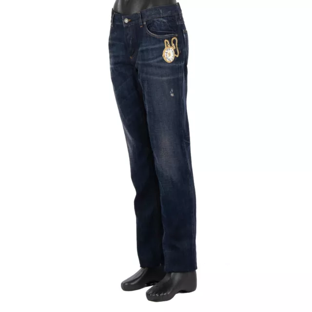Orologio DOLCE & GABBANA taglio straight effetto invecchiato jeans perle cristalli blu 12433