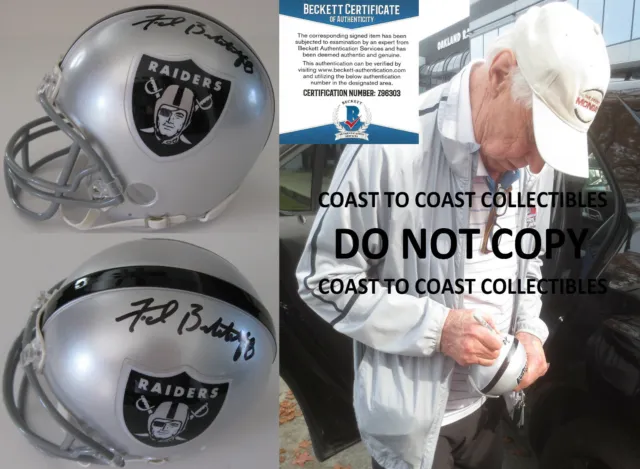 Fred Biletnikoff signed Oakland Raiders mini football helmet COA proof Beckett