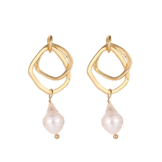 Womens Earrings Small Hoops Hot Sale Irregular Shaped Beads Geometry Square