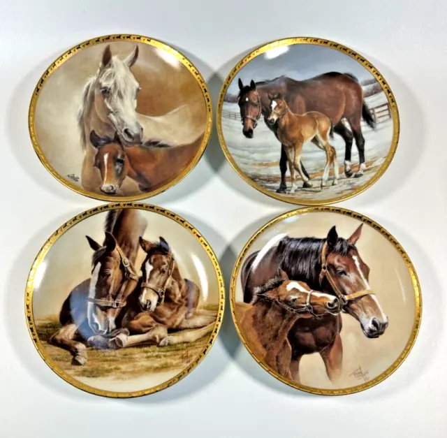 Fred Stone Mare and Foal SET OF 4 Horse Collector Plates American Artists USA 7"