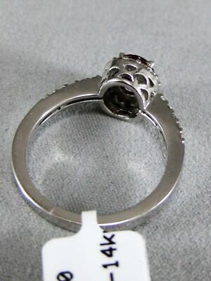 Estate 1.11CTW Diamant Rubis 14KT or Blanc Ovale Halo Bague Coktail 10MM 3R12RBW 3