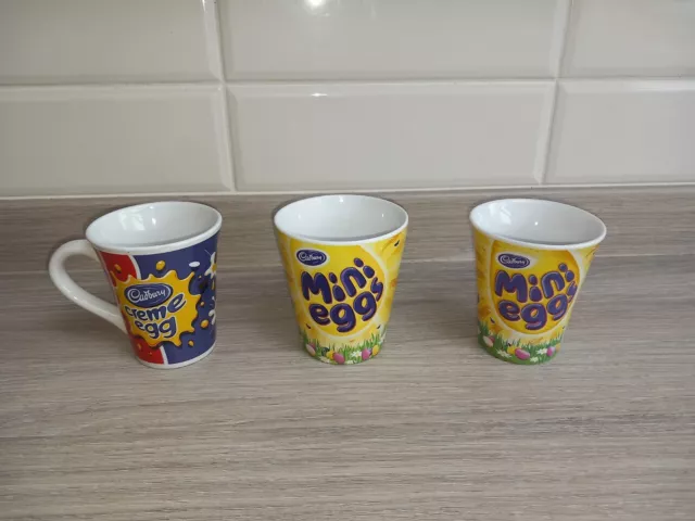 X3 Cadburys Mugs Creme Egg Mini Eggs Collectable Mugs