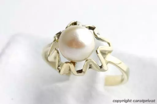 Perlen Ring 14 kt 585 Gelb Gold Top! #