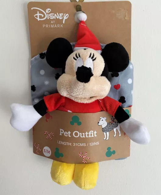 BNWT Disney Christmas Mickey Pet Dog Outfit Primark Size Small/Medium 31cm 12"