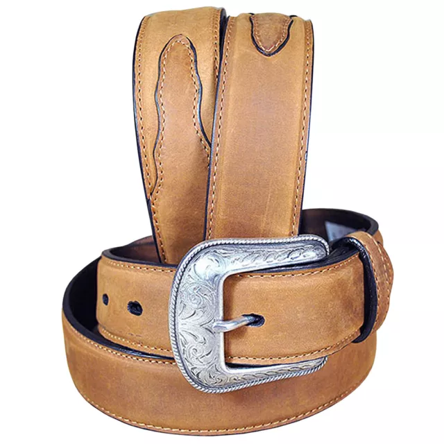 62MF 3D Brown Men'S Basic Leather Belt Removable Buckle