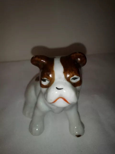 Vintage Porcelain Bulldog Boxer Pitbull Figurine Brown White 2 In Tall Japan use